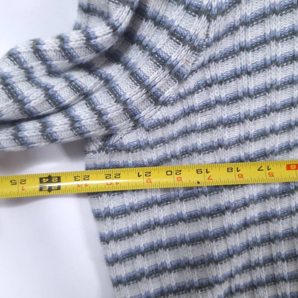 Nine West Striped Cropped Sweater Women's XL Puff Sleeve Pullover Knit Gray Blue - Picture 8 of 9
